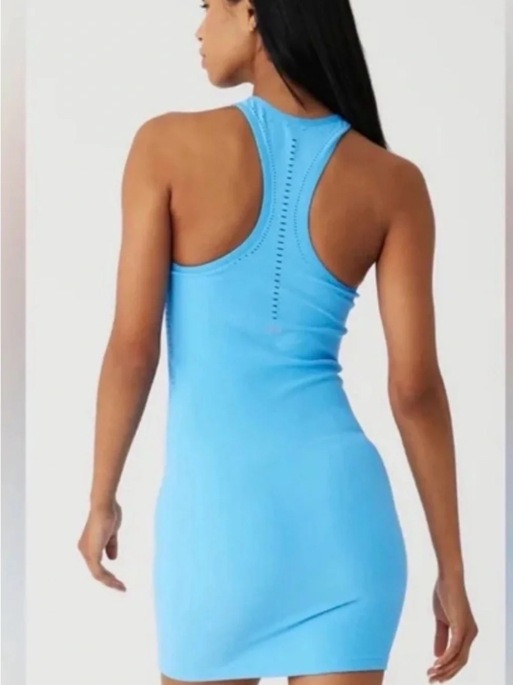 ALO Yoga Bright Blue Racerback Bodycon Dress. Seamless. Small. So cute!